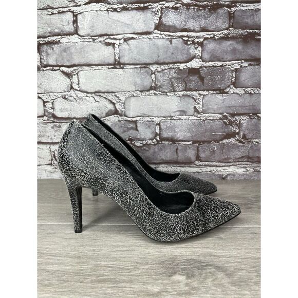 AllSaints Grey Leather Lena Pumps Stiletto Pointed Heels Women’s Sz 39EU/8.5M US - Picture 3 of 16